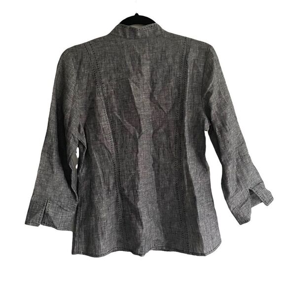 TWEEDS Blue Button Front Linen Shirt Blouse Top S - Picture 6 of 9
